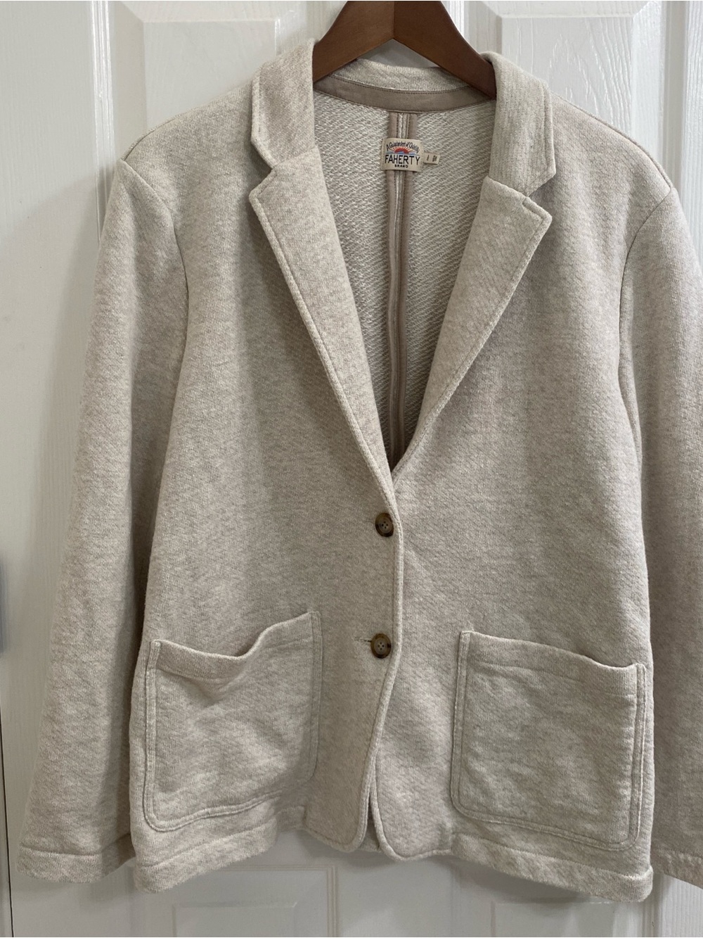 Faherty Women’s Inlet Knit Blazer Light Oatmeal Melange Size Large